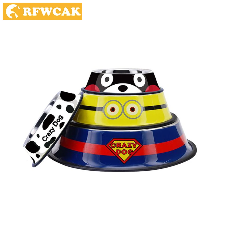 RFWCAK модная Нескользящая миска для собаки из нержавеющей стали миски кормления