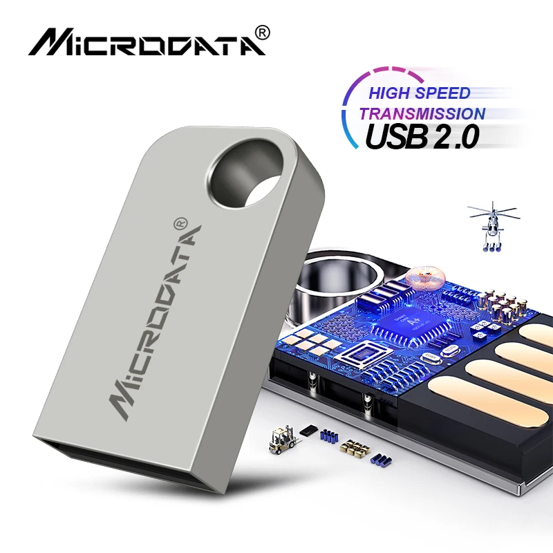 Супер мини металлический флэш накопитель USB 100% настоящий 64 ГБ 32 16 8 4 Серебристые