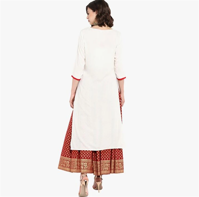 Новый Модный женский костюм из Индии в этническом стиле с принтом Kurtas хлопковое