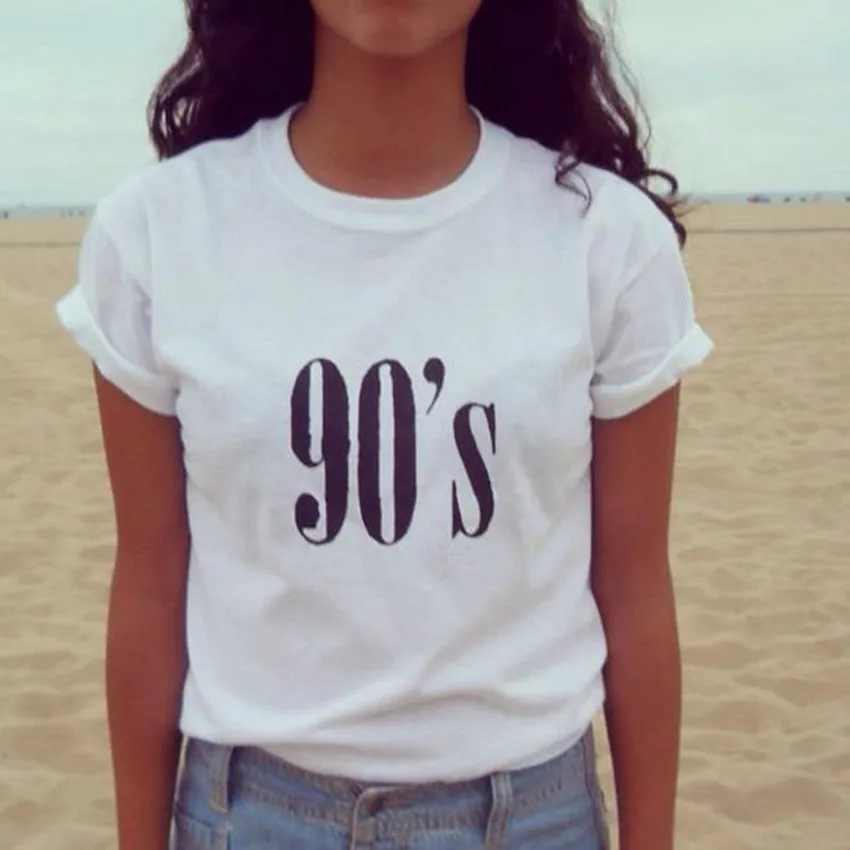 

90 tshirt women harajuku ulzzang Punk Cartoon Letter Print top Tee Shirt Round neck Femme Casual tops tumblr