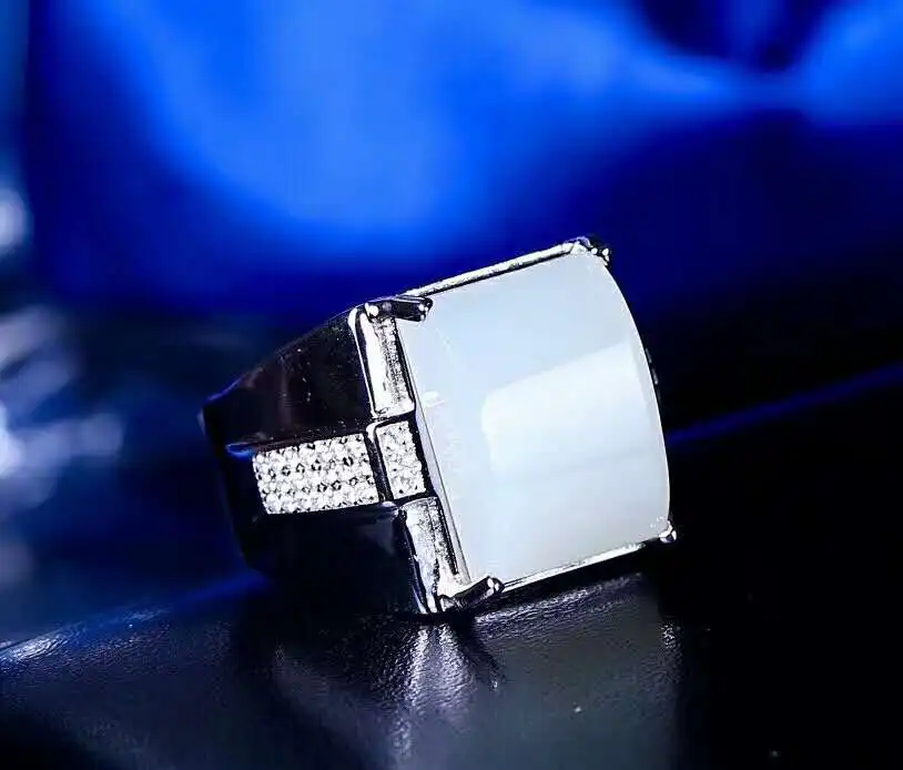 Hetian jade silver the latest white ring neutral design h28# | Украшения и аксессуары
