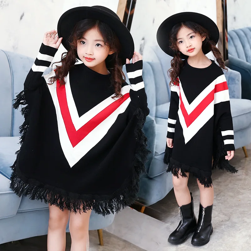 2017 зимний длинный свитер с высоким воротником для девочек детская Свободная