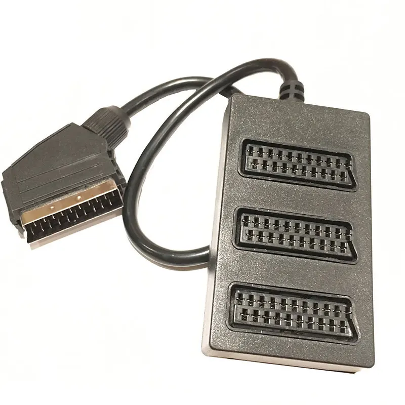 European regulations Electrovision 3-way Scart Splitter Black broom head scart 1 minute three-tone video line | Компьютеры и офис