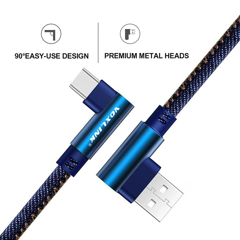 Кабель для быстрой зарядки VOXLINK USB Type-C 90 градусов Samsung S8 S9 Note 9 8 Xiaomi mi8 mi6 | Мобильные