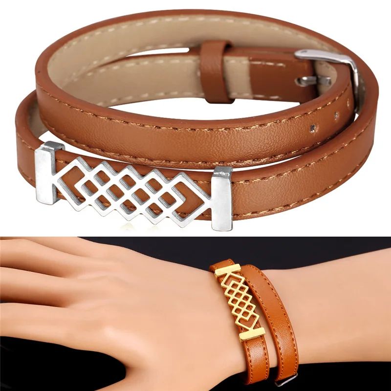 Genuine Leather Bracelet Brown/Black Gold Color/Stainless Steel Best Friend Jewelry Gift Women/Men Trendy GH1585 | Украшения и