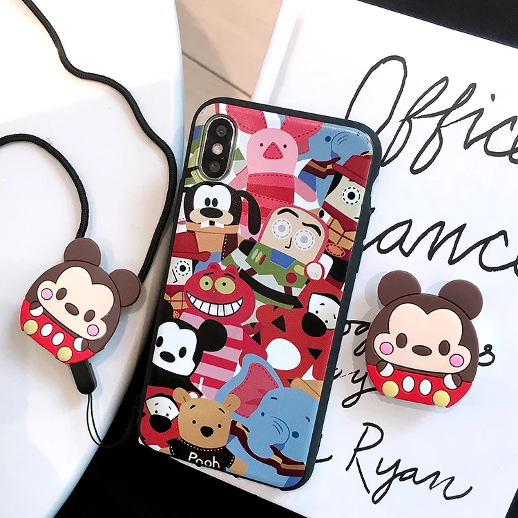 SAM S10 plus милый 3D Doraemon чехол для телефона для samsung Galaxy S7 Edge S8 S9plus S10E note8/note9 мультяшный чехол+ ремешок