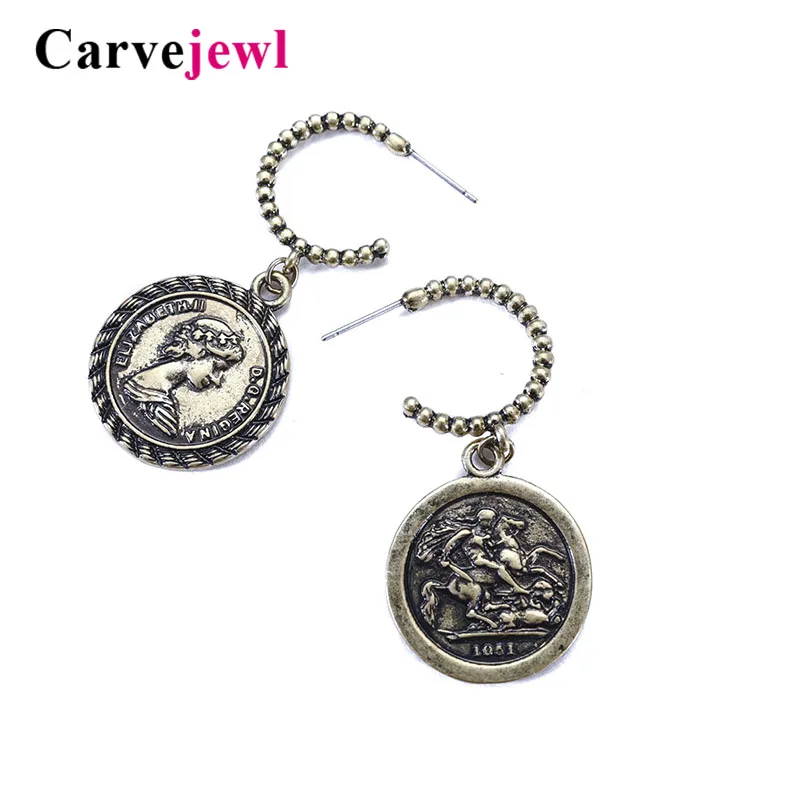 Винтажные серьги Carvejewl красивые женские висячие подвески в виде головы королевы
