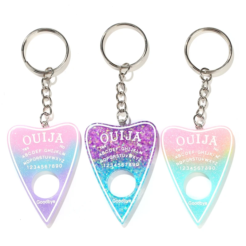 

1PC Handbag Keychain Ouija Planchette Charms Gradient Resin Board Keyring for Women
