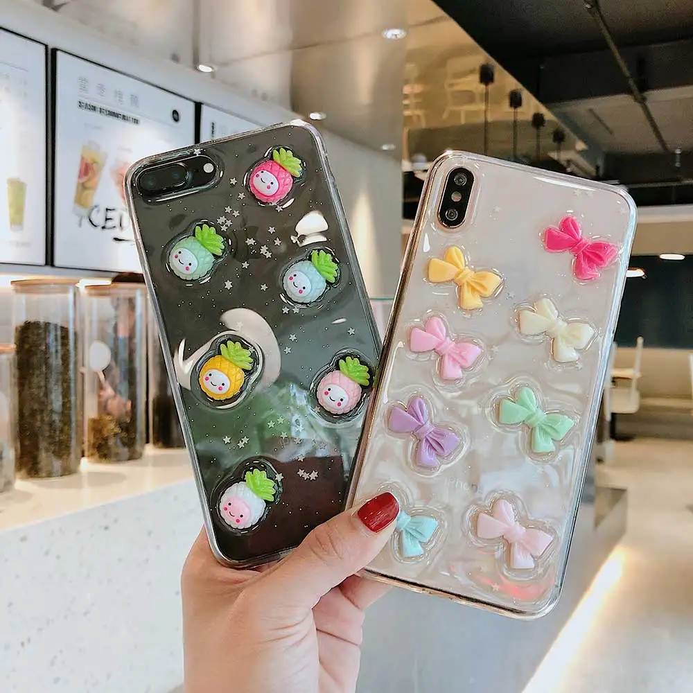 Мягкий силиконовый блестящий чехол для телефона iPhone XS MAX XR X 8 7 6 6s Plus чехлы 3D с