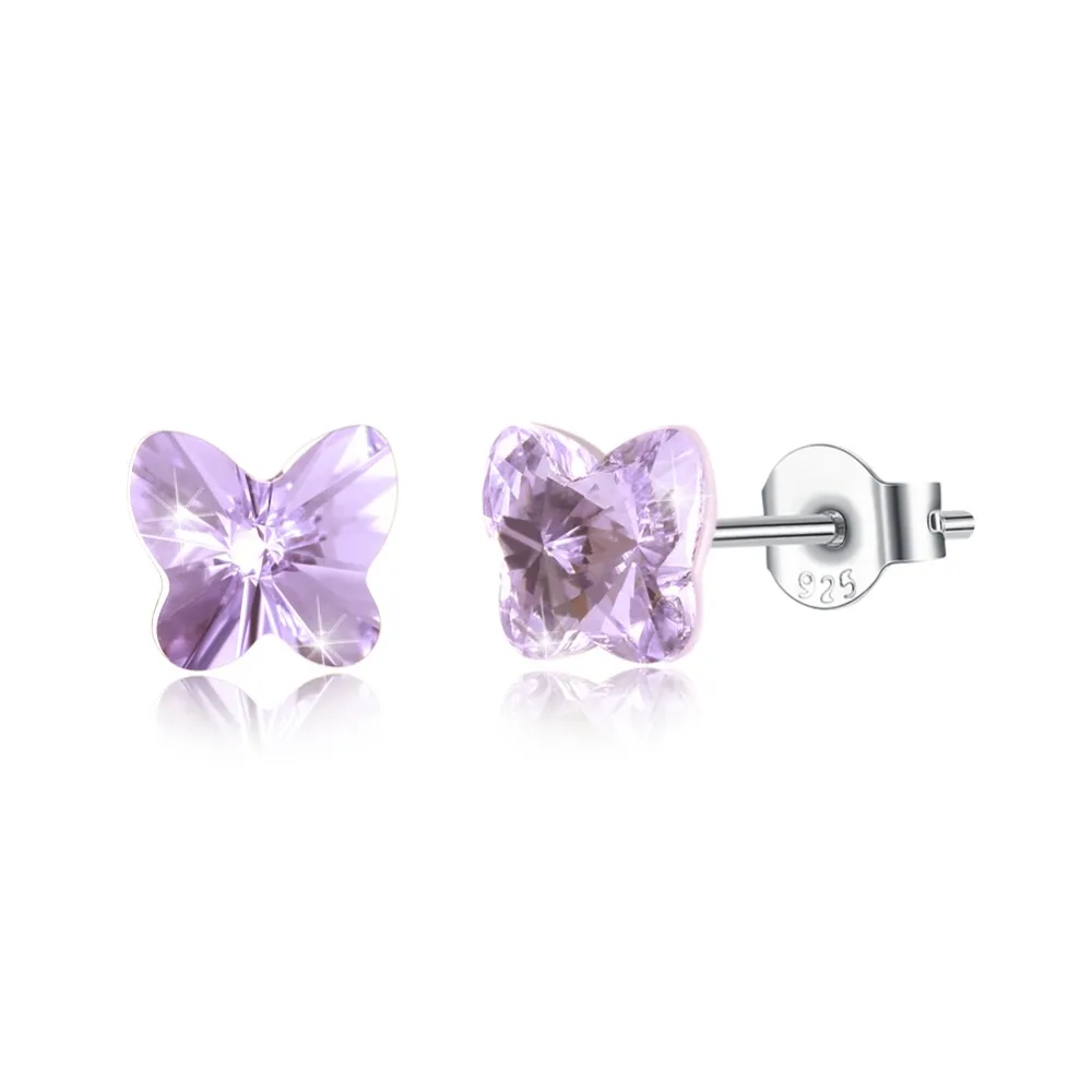 Женские серьги-гвоздики с кристаллом Swarovski высококачественные Стразы-бабочки из