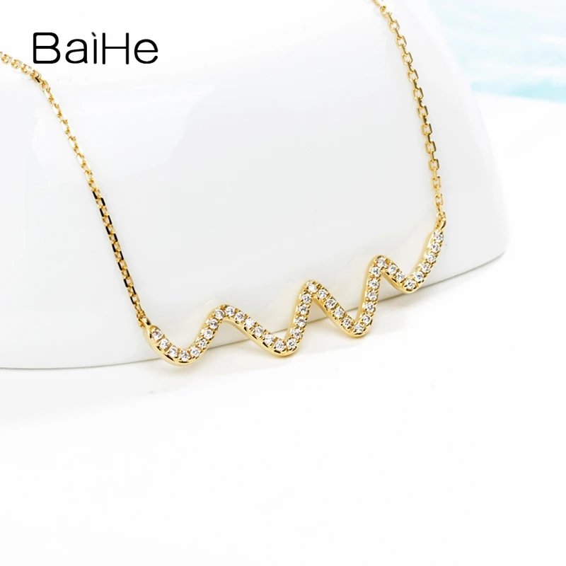 BAIHE однотонные 18K желтое золото 0.18CT H/SI натуральные бриллианты свадебные женские