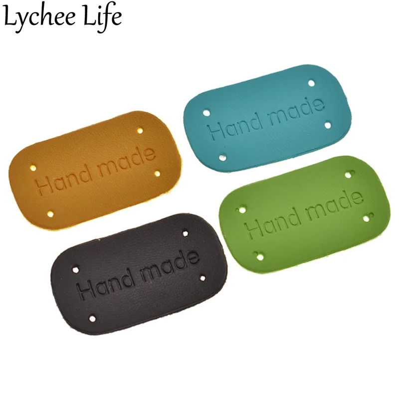Lychee Life, 20 шт., кожаные этикетки ручной работы, с тиснением в виде букв, округлые этикетки, Заводская одежда, для дома, сделай сам, студия, коллекция подарков, новинка
