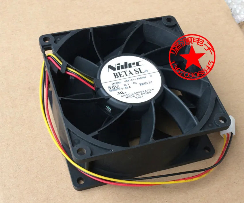 Nidec V35131 58CISF DC 24V 0.53A Размеры: 90x90x38 мм версия 3 провода Сервер вентилятор