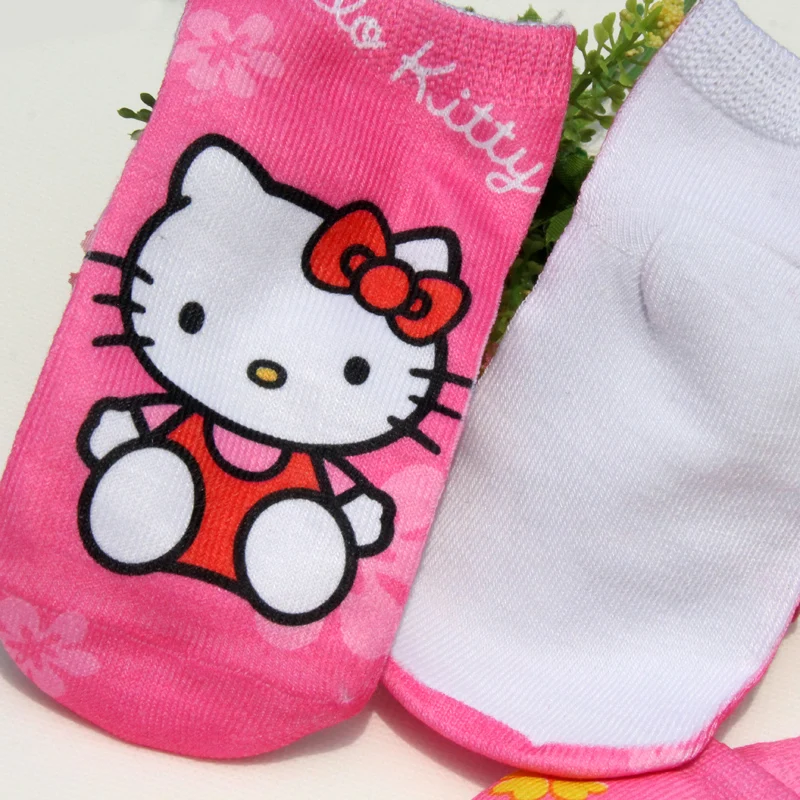 2pair girls socks cotton 3D kitty cat print cartoon princess fox short style kids 4 pattern choices 2 size 1-12years | Детская одежда и