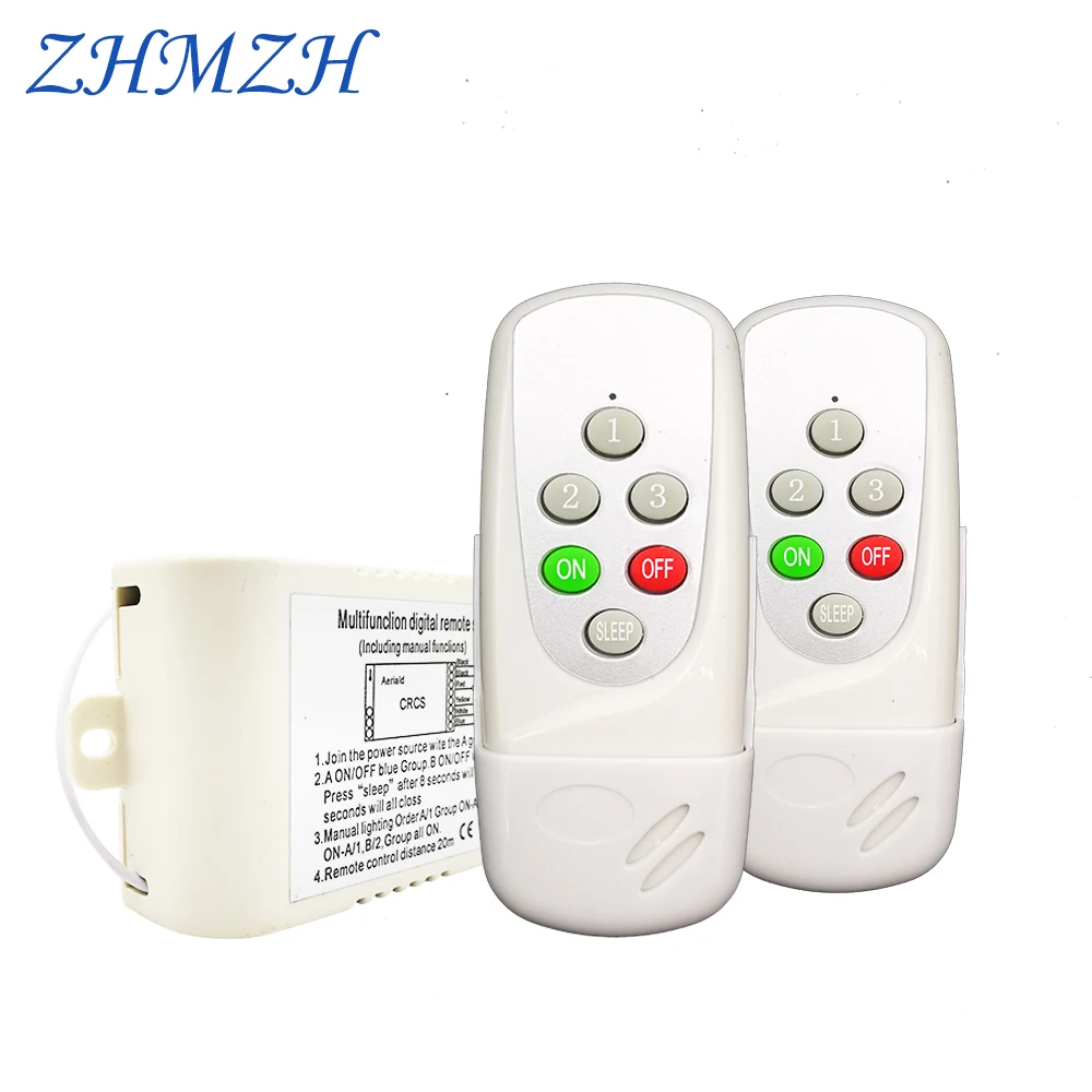 

YTE 4 Ways Intelligent Dual Remote Single Way Port ON/OFF Digital Wireless Remote Control Switch 220V Controller for Light Lamp