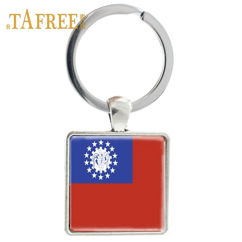 TAFREE норвежский флаг квадратный брелок индонезийский непальский Бирма держатель для ключей подарок брелок-сувенир брелок ювелирные изделия FG67 - Цвет: FG62