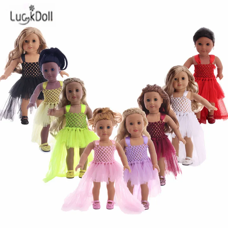 LUCKDOLL ручной работы модные новые летние 8-Цвет газовое платье костюм для детей от 18-дюймовые куклы и 43 см для ухода за ребенком для мам кукла аксессуары для игрушечной куклы