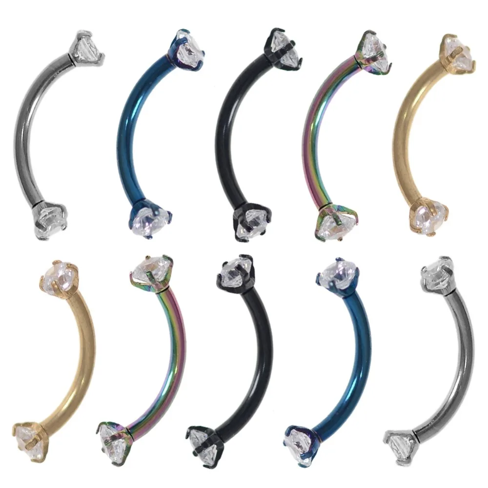 

18 г Циркон Нержавеющая сталь с внутренней резьбой для бровей губ с самопрошивкой пирсинг многоцелевой ювелирное изделие для тела, 2 шт./комп...