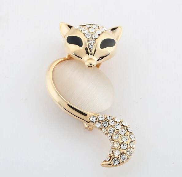 Hesiod Fashion Jewelry Wholesale Crystal Brooch Pin Smile Fox Full Rhinestone With Big Cat Eye Gem Nice Gift For Girl | Украшения и