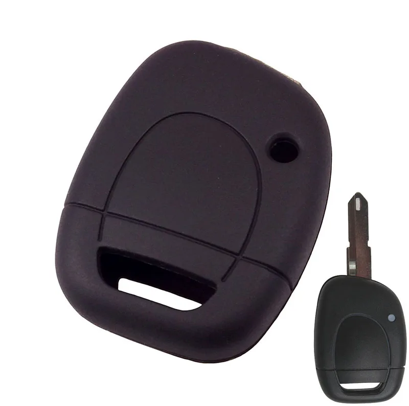 Black 1 Кнопка Силиконовый чехол для ключей Крышка для Renault Clio Kangoo Master Twingo брелок держатель протектор - Название цвета: Black