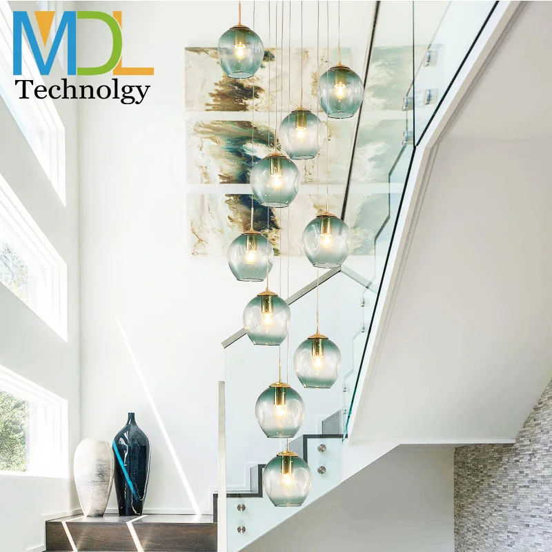 

Morden Glass Ball LED Chandeliers Lighting for Stairs floor AC110-240V hall staircase Lighting Fixtures LED Pendant Hanging Lamp