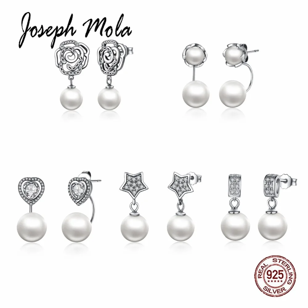 Joseph Mola 925 Стерлинговое серебрный пресноводный жемчуг Цветы Сердце Звезда Серьги