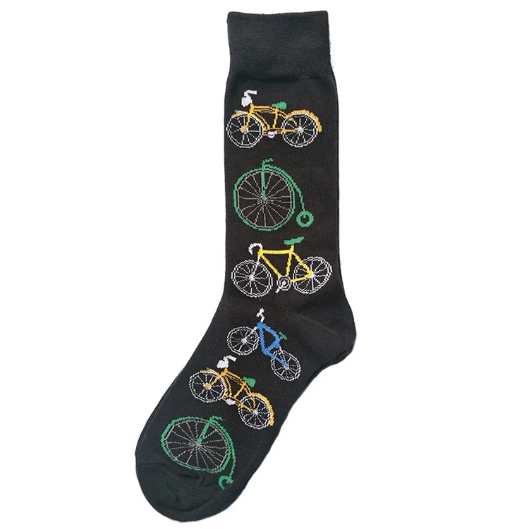 Retro bike PEONFLY, мужские носки из чесаного хлопка, Harajuku, цветные Веселые Носки с рисунком акулы, вишни, велосипеда, хлопковые носки для мужчин - Цвет: Retro bike