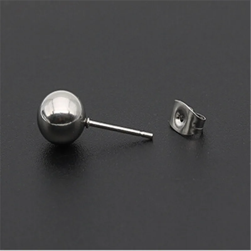 Модные круглые серьги гвоздики из нержавеющей стали 8 мм для женщин и мужчин