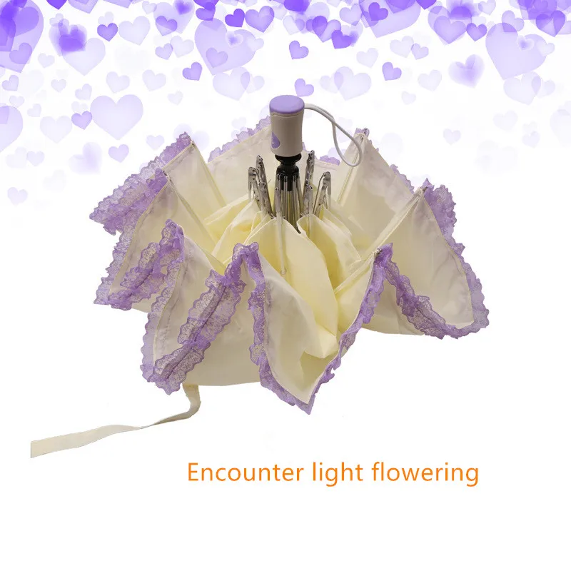 Творческий Кружево зонтик дождь Для женщин Цвет изменить складной полностью