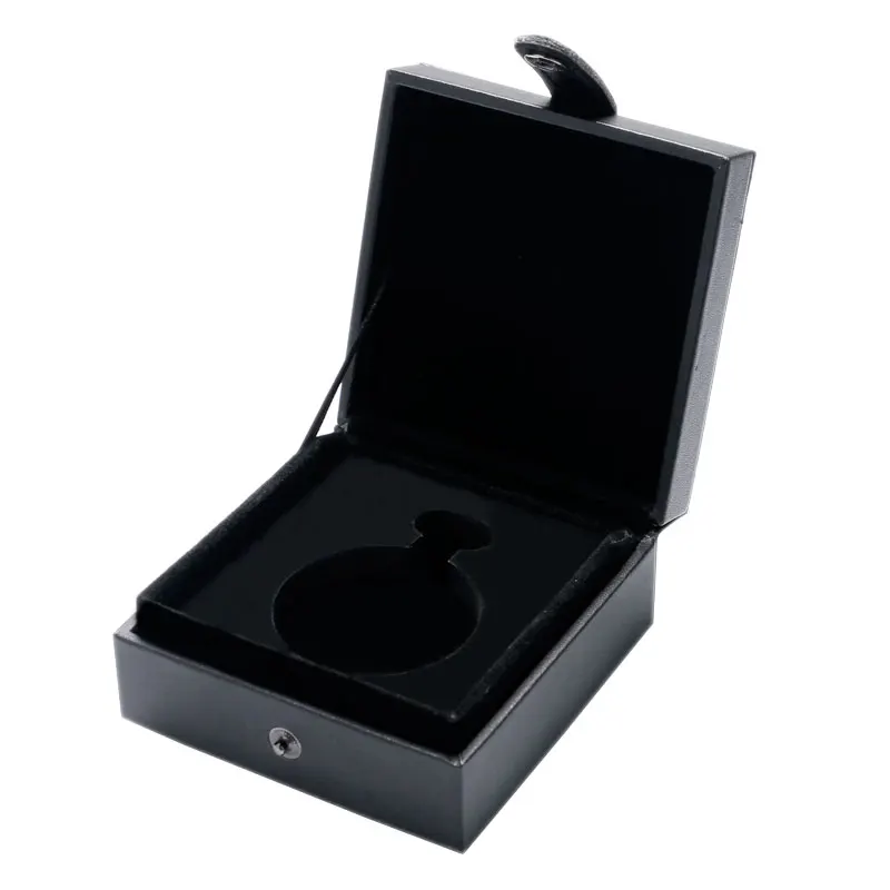 Роскошные Организатор черный кожаный квадрат карманные часы поле подушечкой