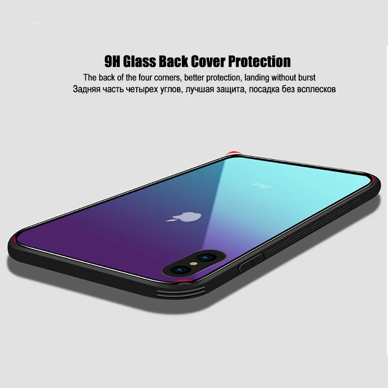 LuckGuard Tempered Glass Case For iPhone 7 7Plus 6 6S 6Plus Luxury Gradient Protective Cover iphone X 8 Plus | Мобильные телефоны и