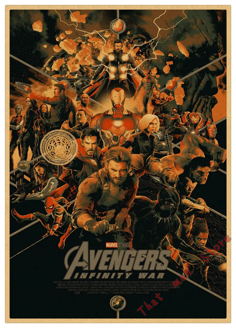 Фильм Marvel/Мстители/стражи галактики/фильм плакат декоративной живописи БАР стикер стены крафт бумага Плакат 42*30 см - Цвет: Прозрачный