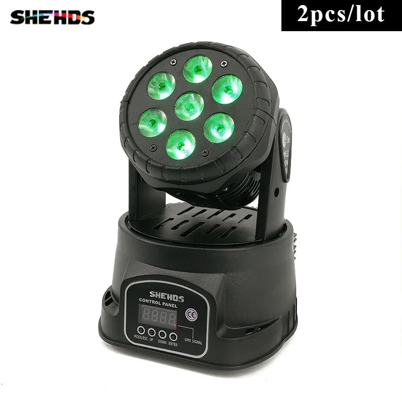2 шт./лот Быстрая доставка LED Wash 7x18 Вт RGBWA + UV Moving Head Lighting 6in1 BGBWA для диско DJ KTV 12/16DMX