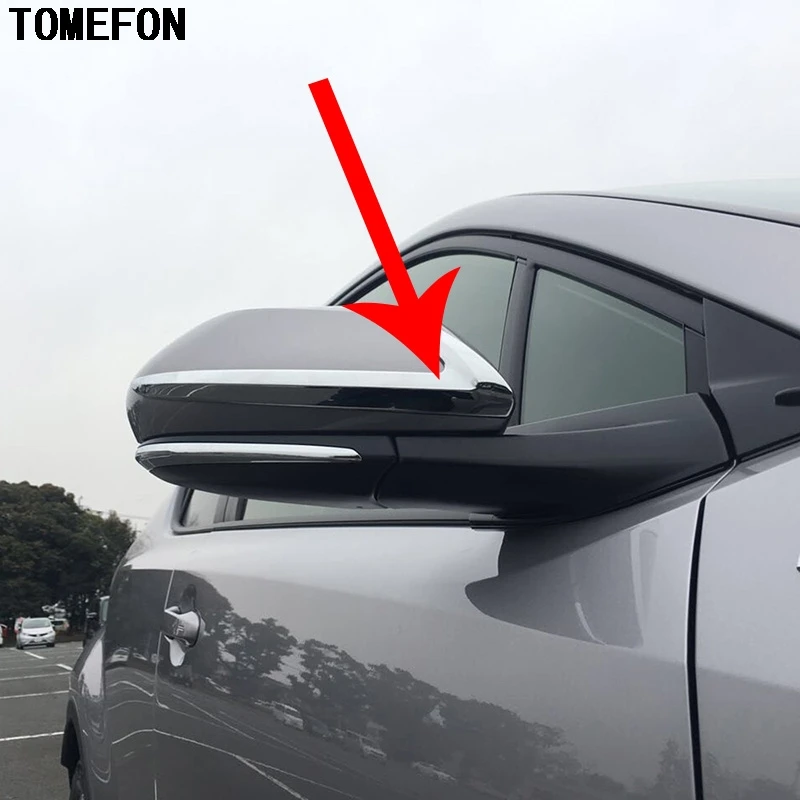 

TOMEFON 2 шт. для Toyota C-HR CHR 2016 2017 автомобильное боковое зеркало заднего вида полосы заднего вида рамка серебристая отделка ABS хромированный Стайл...