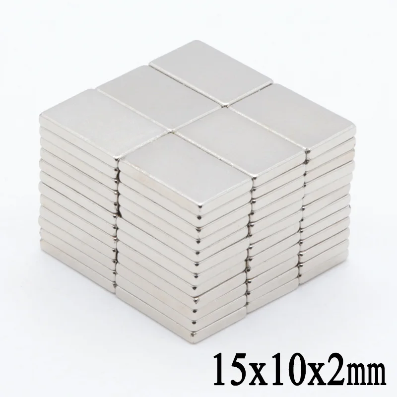 50pcs 15mm x 10mm 2mm N35 Small Super Strong Cuboid Rare Earth Neodymium Magnets 15x10x2 mm | Обустройство дома