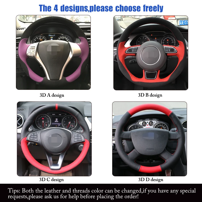 Черный замшевый коричневый кожаный чехол на руль автомобиля для Honda Civic 9 2012 2015|car