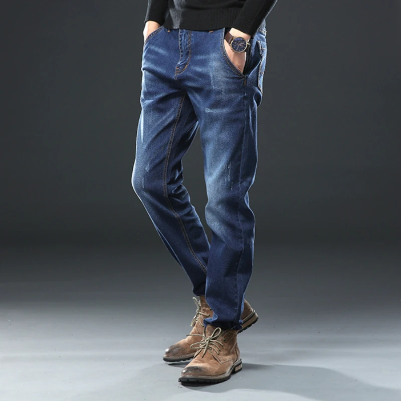 Новые модные мешковатые джинсы деловая Мужская одежда эластичность уникальный