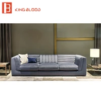 modern elegant luxury crushed blue velvet sofa