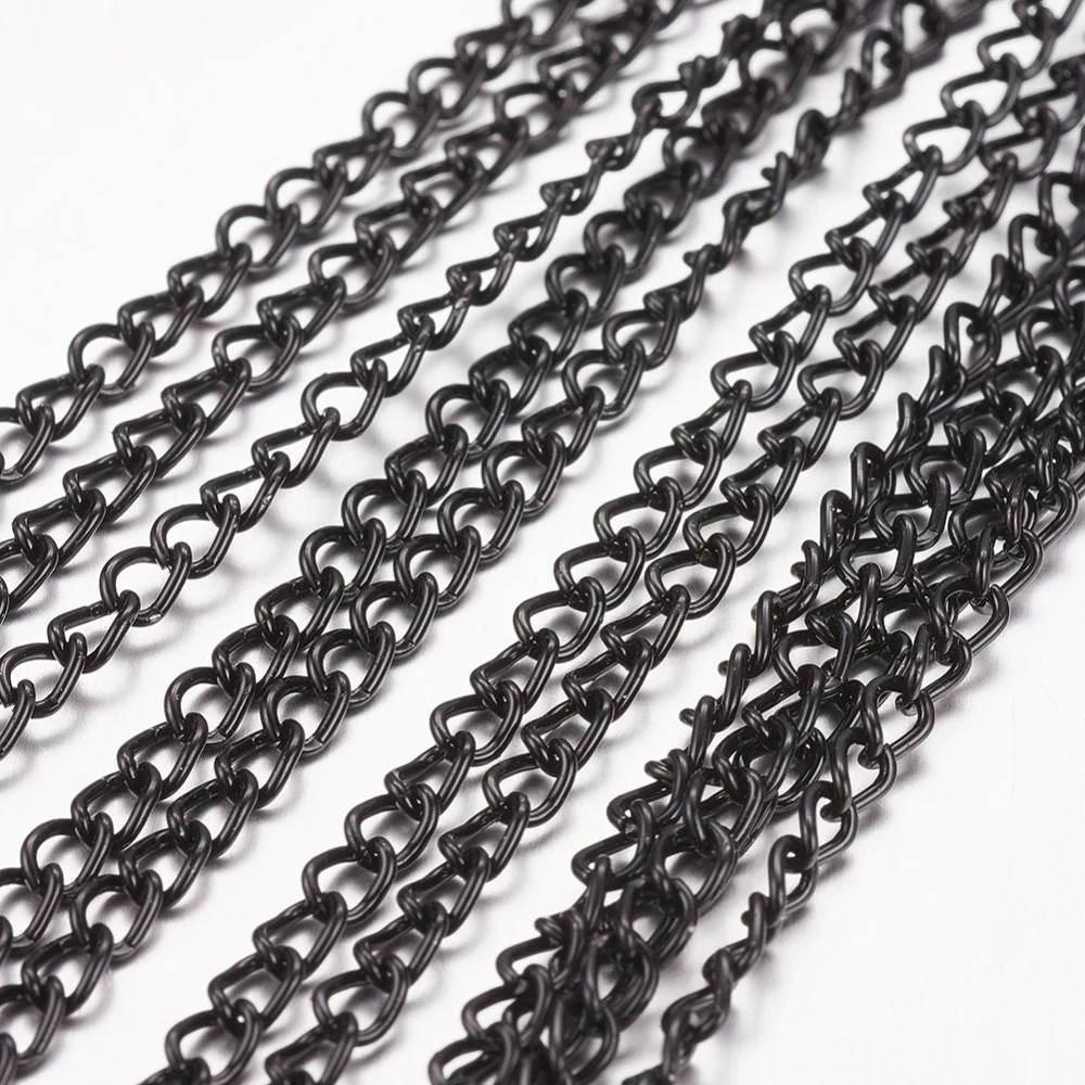 

Iron Twisted Chains Curb Chains, Black, 4x3mm Material Supplies for DIY Jewelry Making Findings
