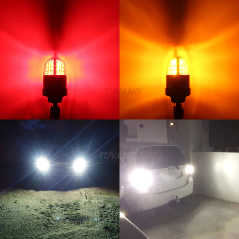 

2x 1156 S25 P21W 1157 7440 7443 3030 Chip White/Yellow/Red LED Reverse Light Backup BA15S Reverse Lamp Tail Bulb Brake Lights