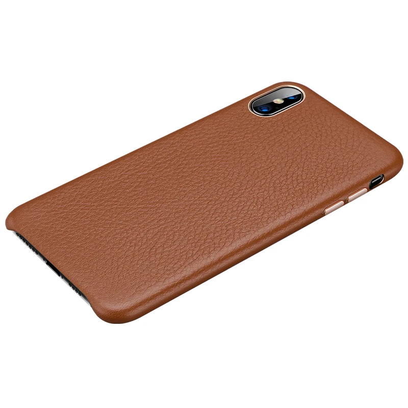 Роскошный металлический чехол с кнопкой громкости для iPhone XS MAX/X/XS/XR/7 8 Plus, винтажный тонкий мягкий чехол из натуральной кожи