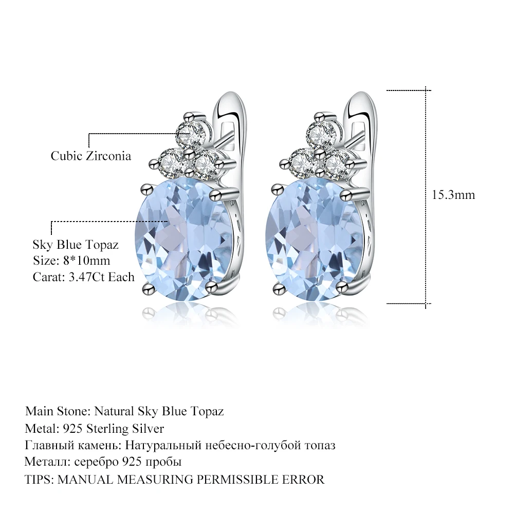 GEM'S BALLET 6.94Ct натуральный голубой топаз серьги подарок на день Святого Валентина 925 пробы серебряные серьги-гвоздики для женщин ювелирные изделия