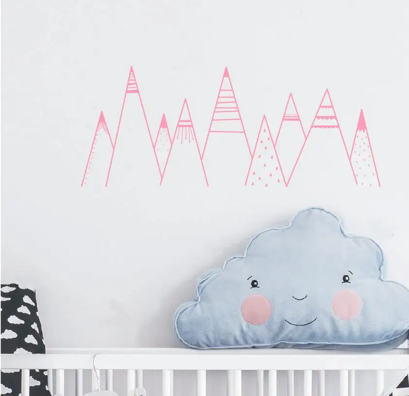 Nordic Style Montain Wall Decal Tribal Patterned Mountains Home Decor Stickers For Kids Bedroom Art Vinyl A0000 | Дом и сад