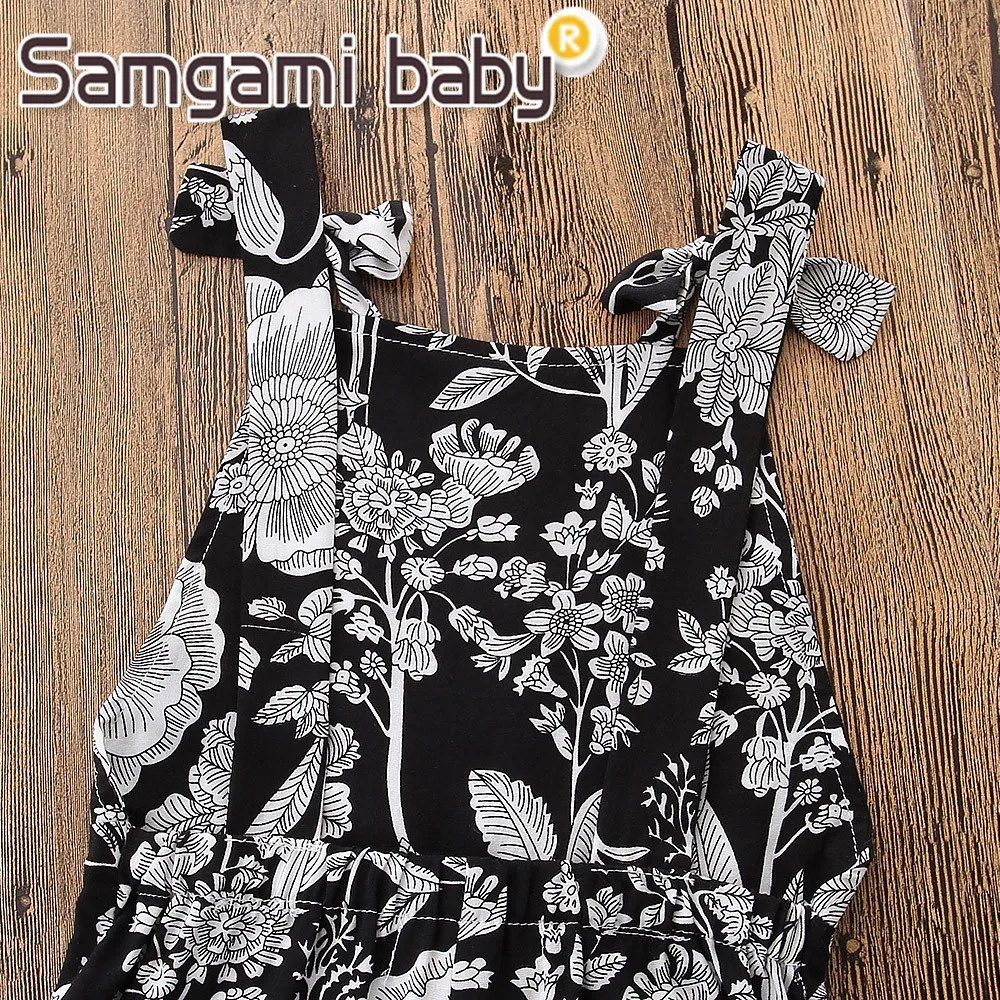 Детские расклешенные брюки SAMGAMI с цветочным принтом Комбинезоны на шнуровке
