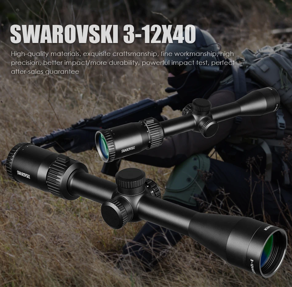 SWAROVSKl IR 3-12X40 Rifle Scope Optical Sight Red Illuminated Glass Etched Reticle Hunting Trail Shooting Riflescope