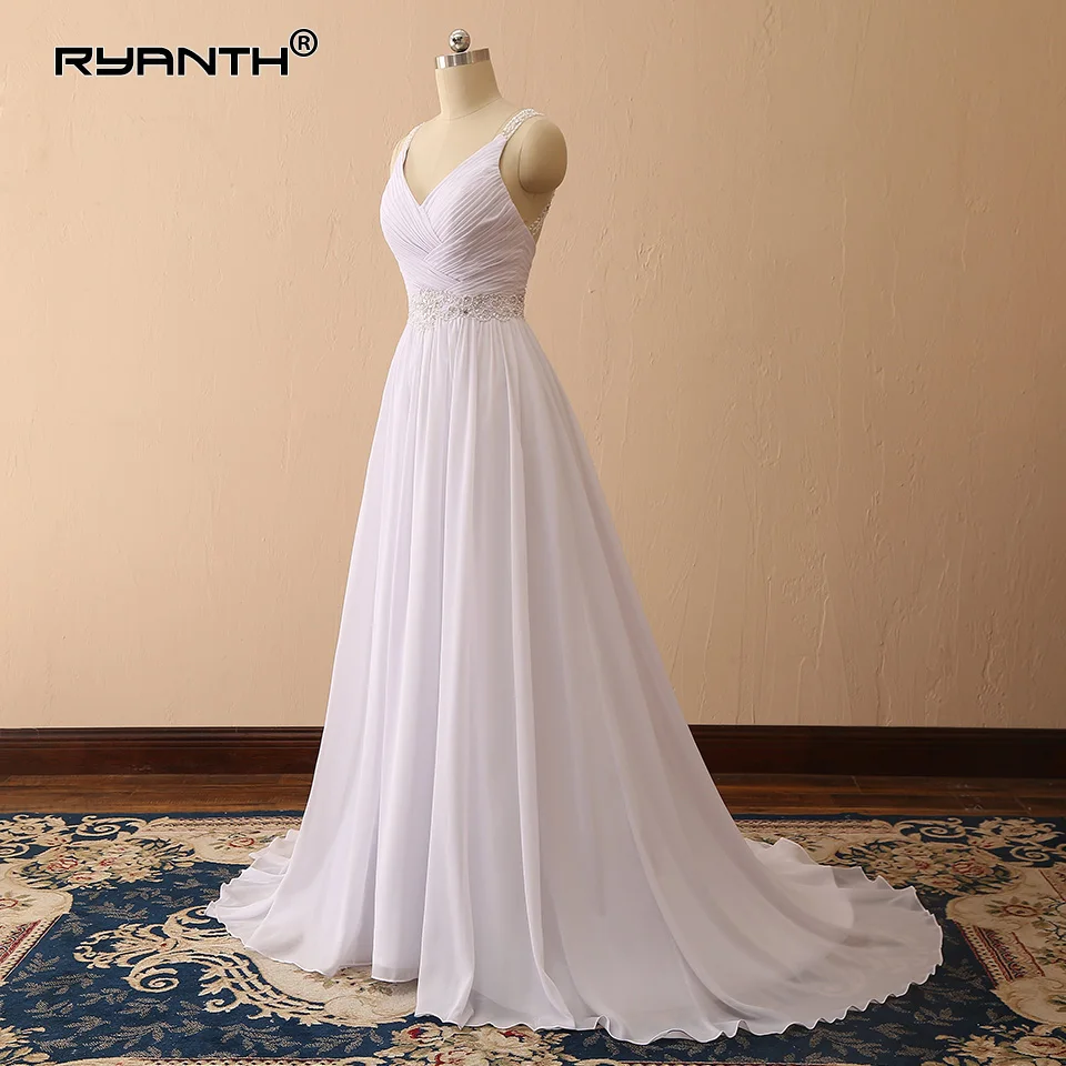 

Shinning Robe de mariage 2019 Sexy Open Back A Line Beach Wedding Dress Vestido De Novia New Boho Country Wedding Gowns