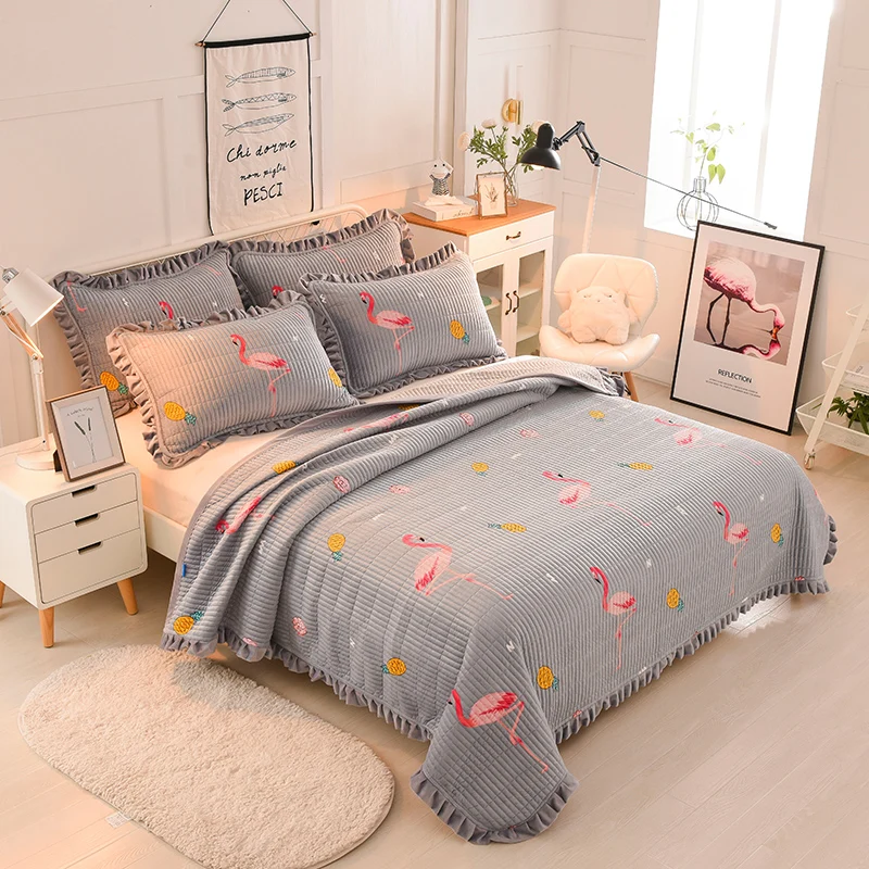 Флисовая ткань с мультяшным красным фламинго 200x230 см/230x250 см покрывало/мягкое