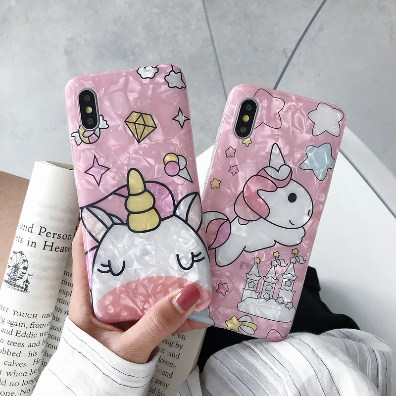 Милый рисунок единорога чехол для iPhone X XR XS Max 5 5S 6s 6 7 8 plus Модный корпус мягкие