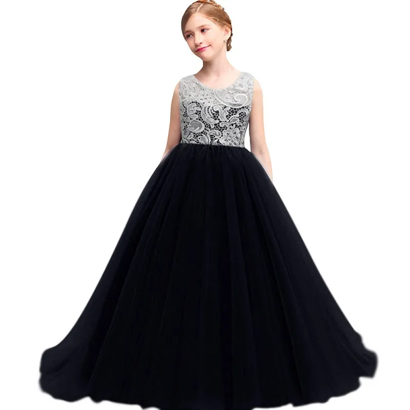 Girl's clothes Flower Girl Dresses Ball Gown White Lace Sleeveless Long Wedding Pageant First Communion for Girls | Детская одежда
