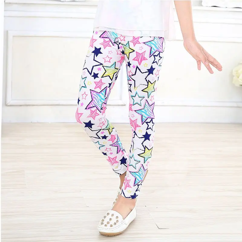 

Newest Baby Kids Girls Leggings Pants Flower Floral Printed Elastic Long Trousers 2-14Y Kids Girls Leggings